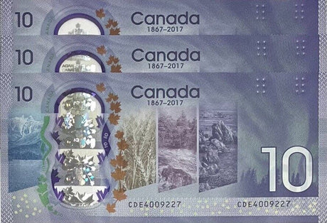 Canada 10 Dollars ND 2017 P 112 Polymer Comm. UNC LOT 3 PCS