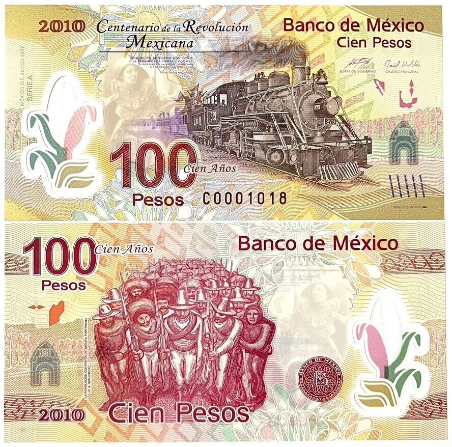 Mexico 100 Pesos 2007/2010 P 128 c COMM. Polymer C PREFIX UNC