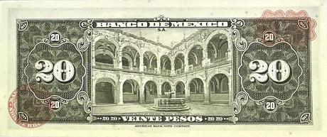 Mexico 20 Pesos 1967 Series BDB P 54 m UNC
