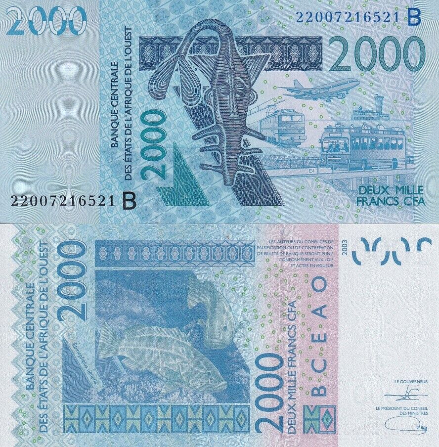 West African States Benin 2000 Francs 2022 P 216B UNC
