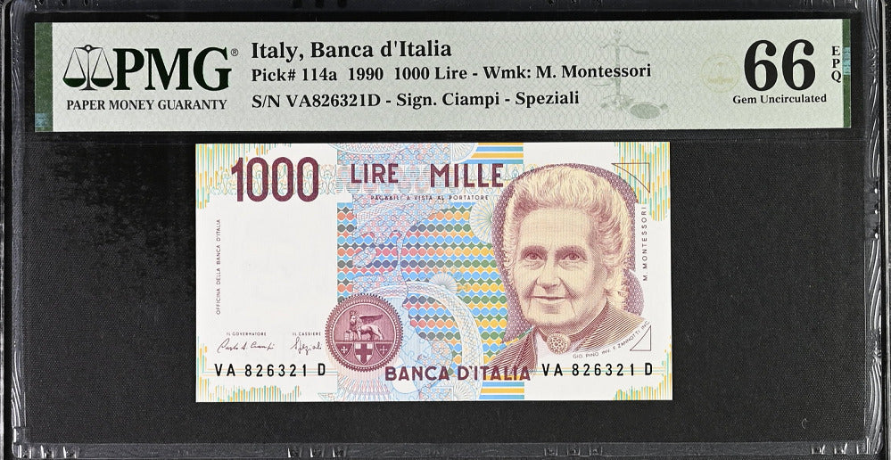 Italy 1000 Lire 1990 P 114 a SIGN CIAMPI-SPEZIALI Gem UNC PMG 66 EPQ
