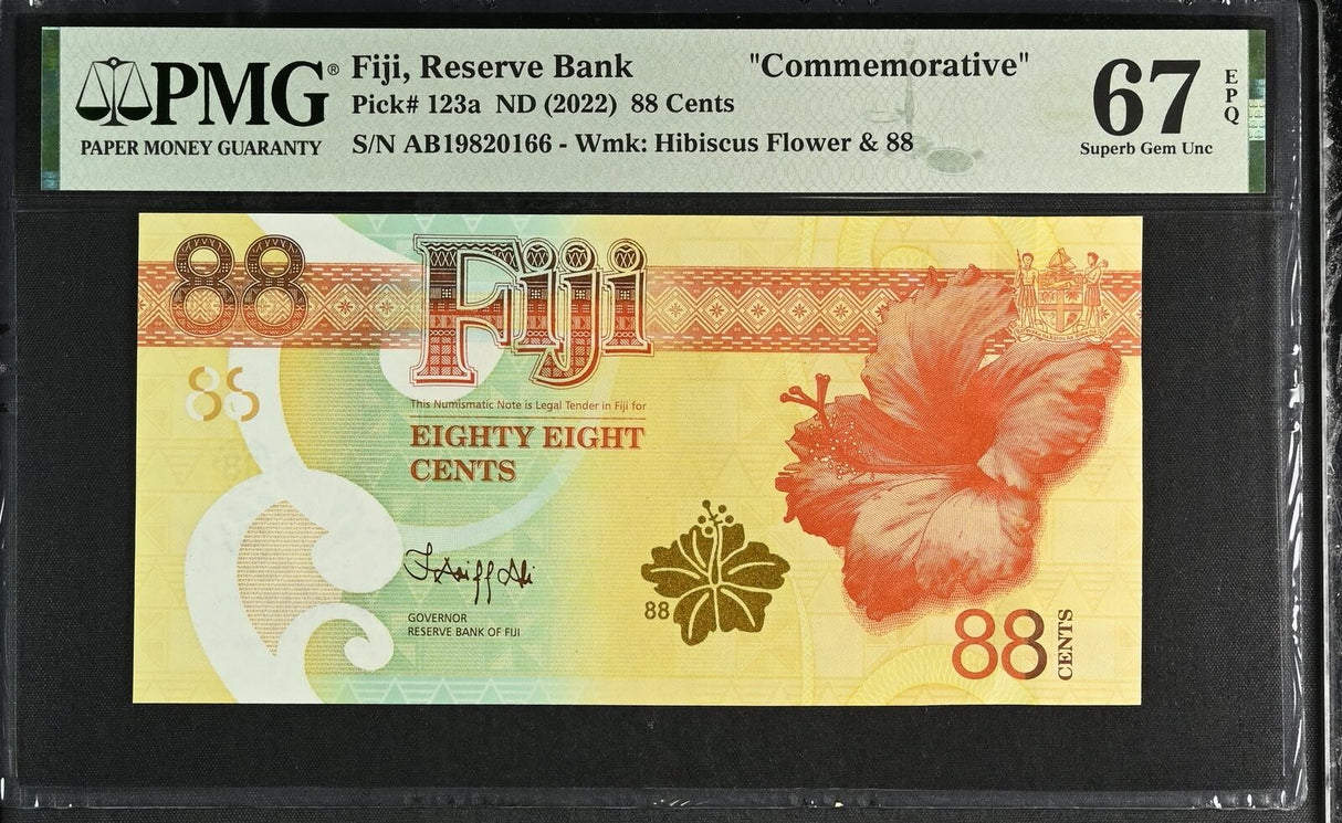 Fiji 88 Cents ND 2022 Comm. P 123 a Superb Gem UNC PMG 67 EPQ