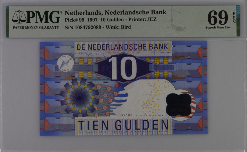 Netherlands 10 Gulden 1997 P 99 Superb Gem UNC PMG 69 EPQ