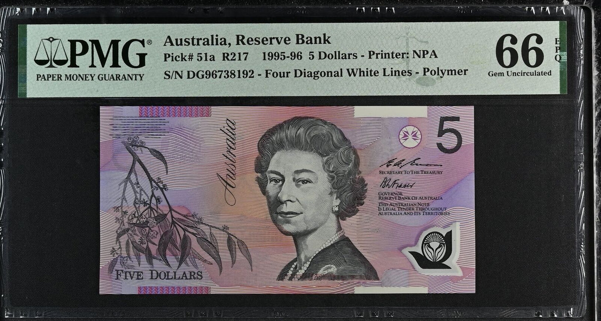 Australia 5 Dollars ND 1996 P 51 a Polymer Gem UNC PMG 66 EPQ