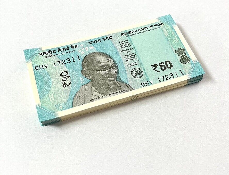 India 50 Rupees 2022 P 111 LOT 25 UNC 1/4 Bundle