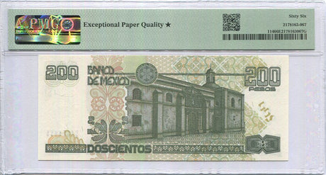 Mexico 200 Pesos 2000 P 114 Gem UNC PMG 66 EPQ Extra Star