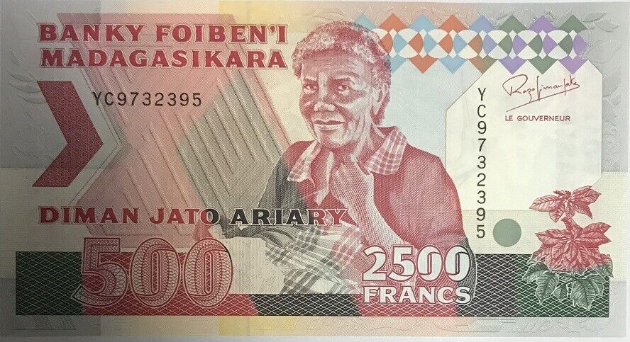 Madagascar 1000 Francs 200 Ariary ND 1993 P 72Aa AU-UNC