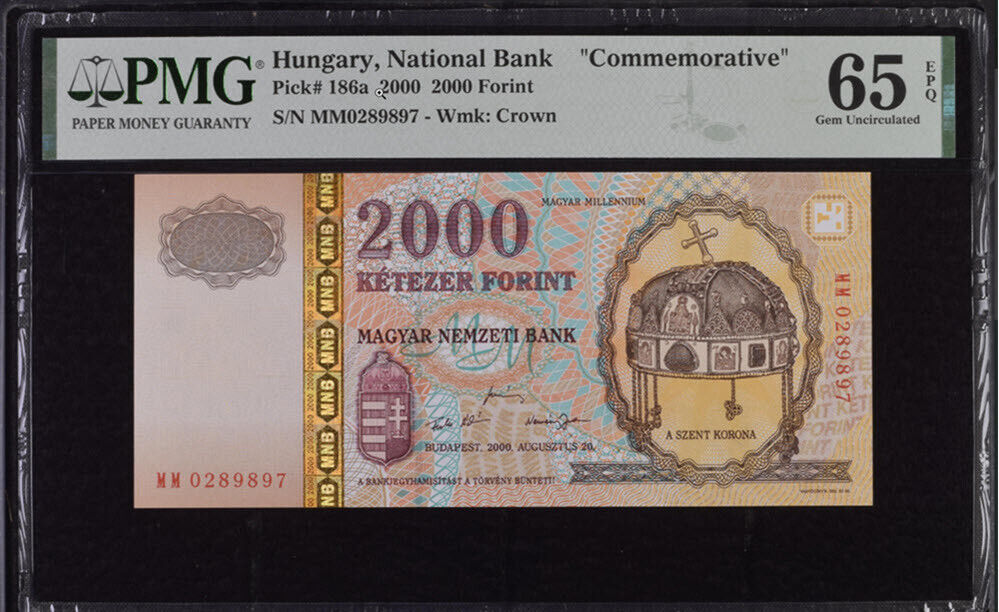 Hungary 2000 Forint 2000 P 186 a Comm. Gem UNC PMG 65 EPQ
