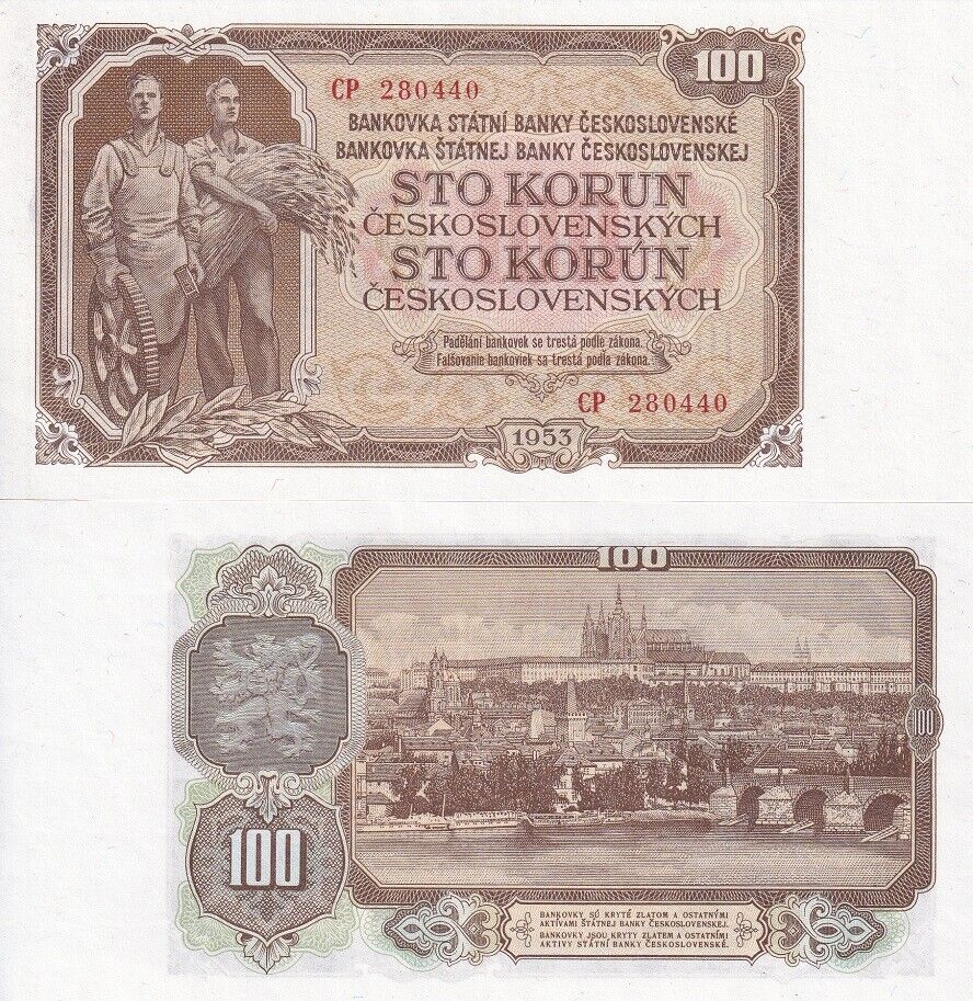 Czechoslovakia 100 Korun 1953 P 86 a UNC