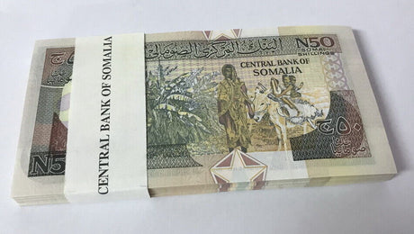 Somalia 50 Shilling 1991 P R2 UNC Lot 100 PCS 1 Bundle