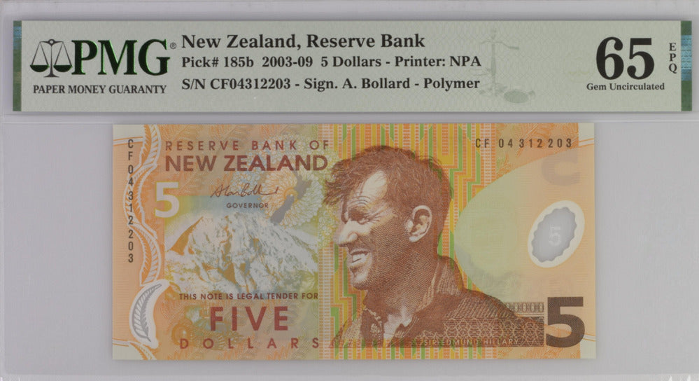 New Zealand 5 Dollars 2004 P 185 b Gem UNC PMG 65 EPQ