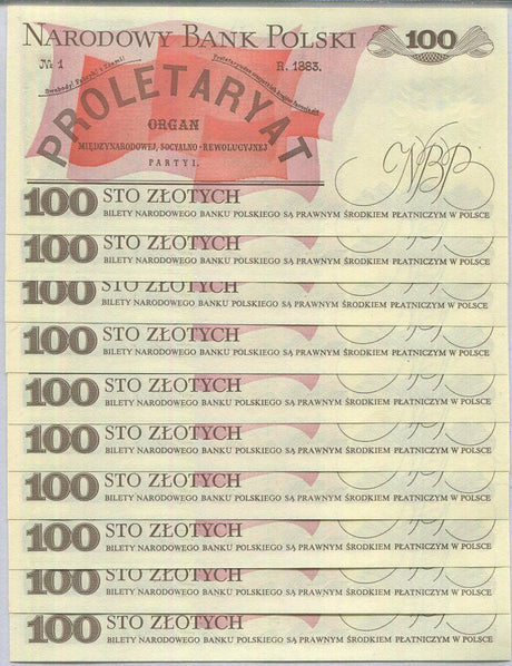 Poland 100 Zlotych 1988 P 143 e UNC LOT 20 PCS