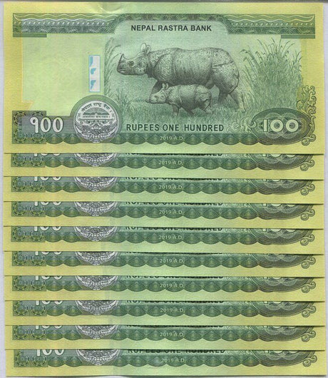 Nepal 100 Rupees 2019 P 80 UNC LOT 10 PCS