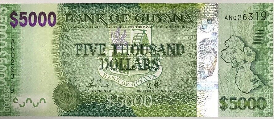 Guyana 5000 Dollars ND 2011 P 40 a UNC
