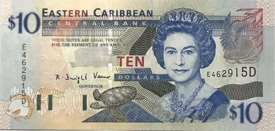 East Caribbean 10 Dollars ND 2003 suffix letter D P 43 d UNC