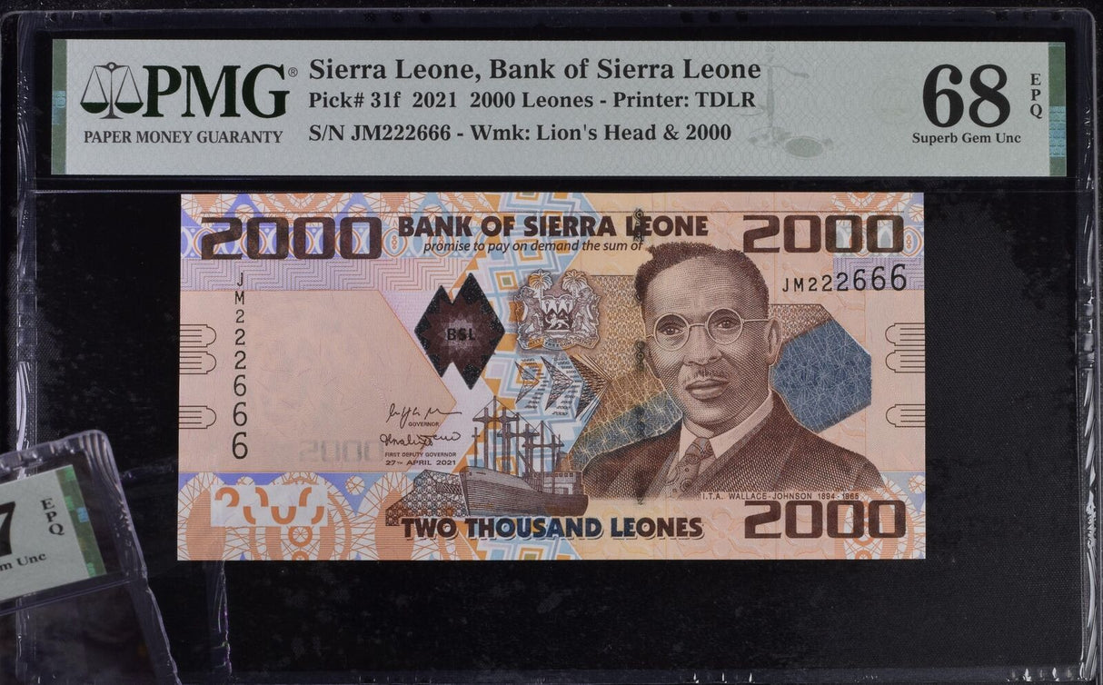Sierra Leone 2000 Leones 2021 P 31 f Superb Gem UNC PMG 68 EPQ