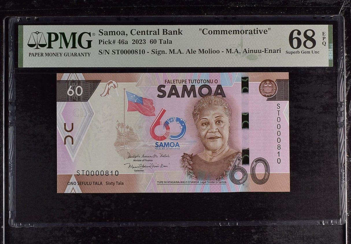 Samoa 60 Tala 2023 P 46 a 60th Comm. Superb Gem UNC PMG 68 EPQ