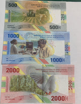 Central African States Set 5 UNC 500 1000 2000 5000 10000 FR 2020 2022 P 700-704