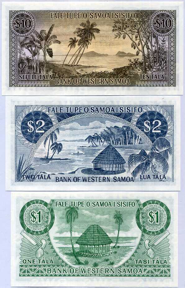 Western Samoa Set 3 UNC 1 2 10 Tala 1967 / 2020 Reprint P 16 17 18