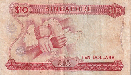 Singapore 10 Dollars ND 1967-1973 P 3 c NO Red Replacement Z/1 USED See Scan
