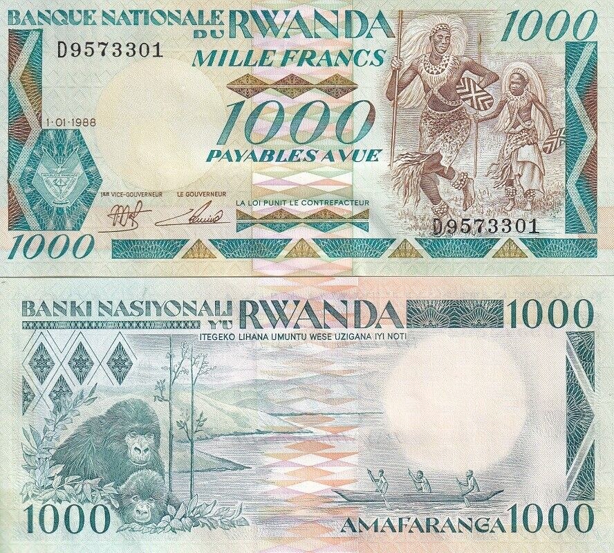 Rwanda 1000 Francs 1988 P 21 UNC