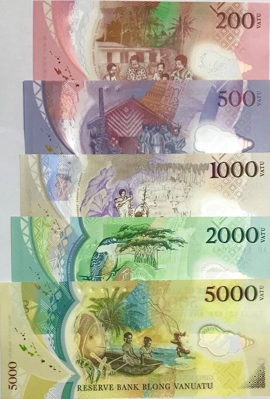 Vanuatu Set 5 PCS 200 500 1000 2000 5000 Vatu 2014-2020 P 12 13 14 18 19 UNC