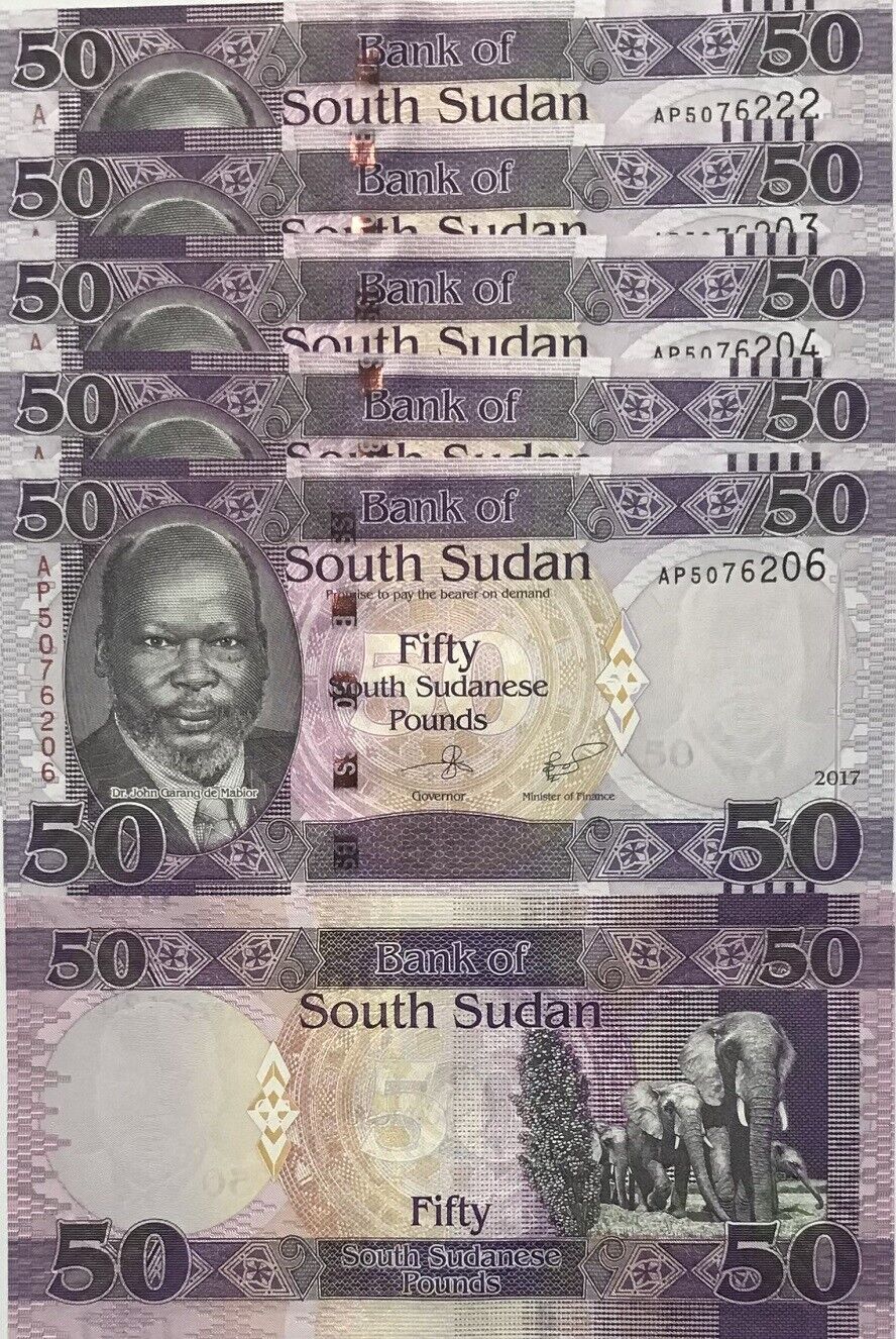 South Sudan 50 Pounds 2017 P 14 c UNC LOT 5 PCS