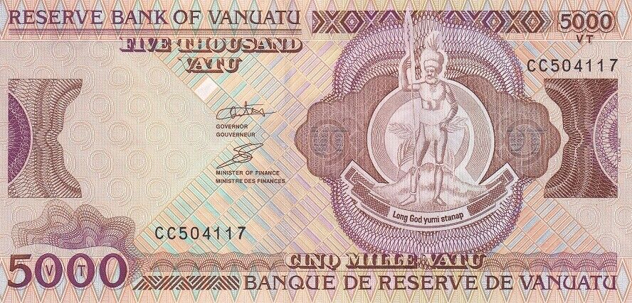 Vanuatu 5000 Vatu ND 2006 P 15 CC Prefix UNC