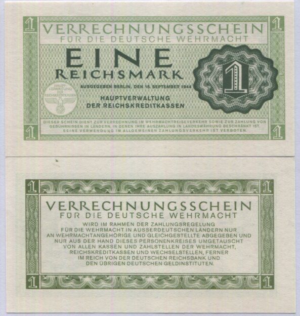 Germany	1 Reichsmark ND 1944 P M38 UNC