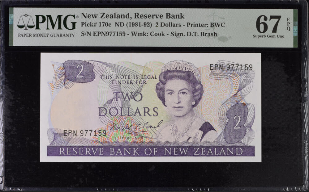 New Zealand 2 Dollars 1981-1992 P 170 c Superb Gem UNC PMG 67 EPQ