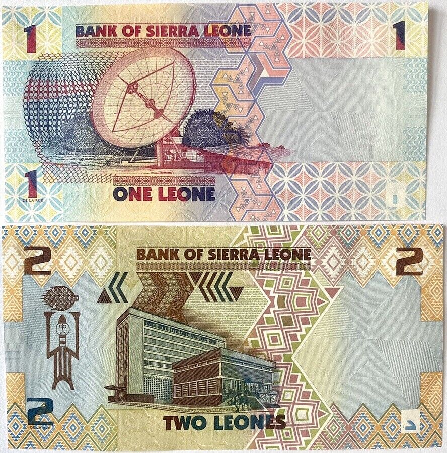 Sierra Leone Set 2 Pcs 1 2 Leones 2022 P New Design (CUT ZERO) UNC