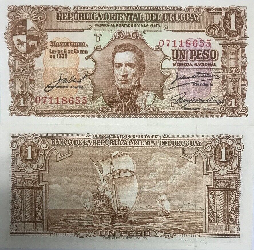 Uruguay 1 Peso 1939 Series D P 35 c AU-UNC