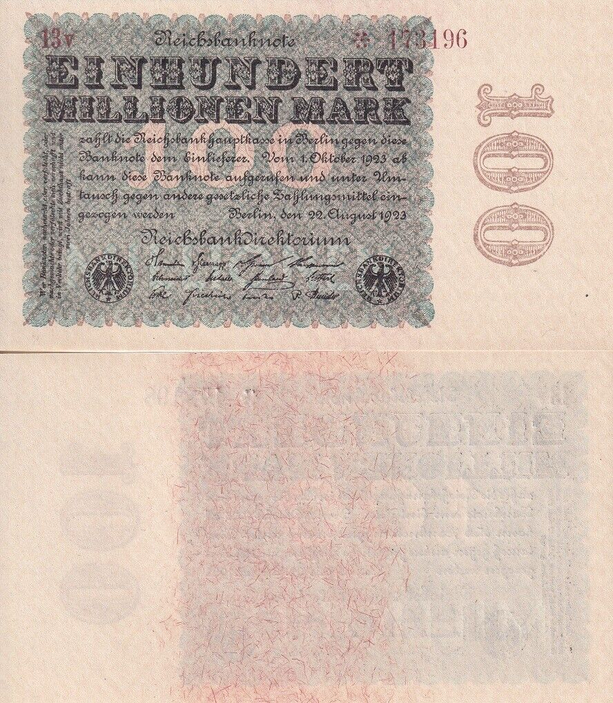 Germany 10 Millionen Mark 1923 brown serial P 107 b UNC