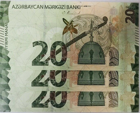 Azerbaijan 20 Manat 2021 P 41 UNC Lot 3 Pcs