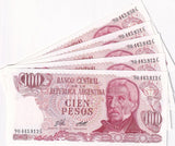 Argentina 100 Pesos ND 1976-1978 P 302 b UNC LOT 5 PCS