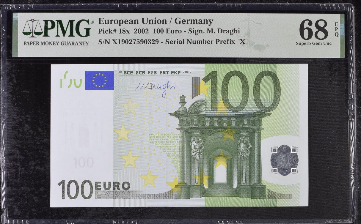 Euro 100 Euro 2002 Germany P 18 X Superb Gem UNC PMG 68 EPQ