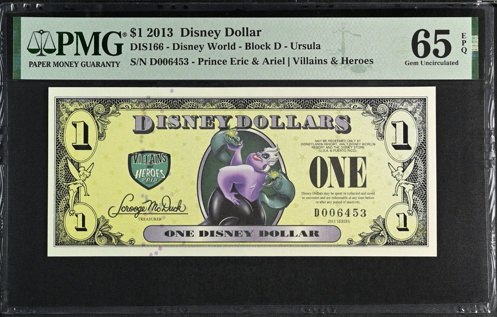 USA Disney 1 Dollar 2013 DIS 166 Prince Eric & Ariel Gem UNC PMG 65 EPQ
