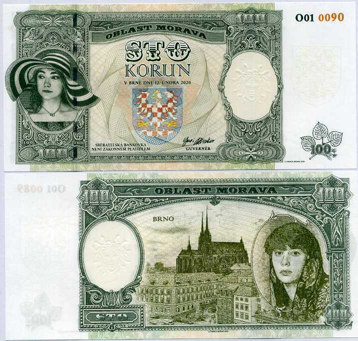 MORAVIA 100 KORUN PRIVATED ISSUED 2020 CASTLE BRNO