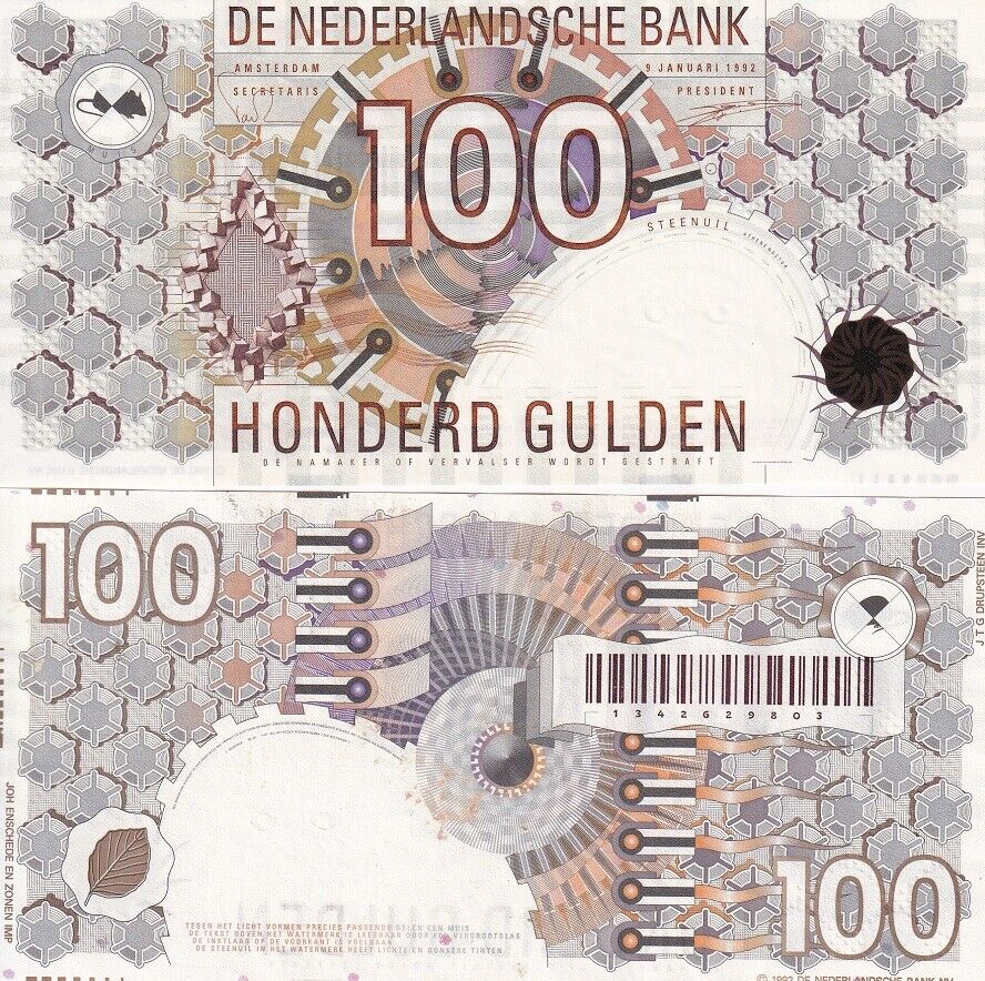 Netherlands 100 Gulden 1992 P 101 UNC