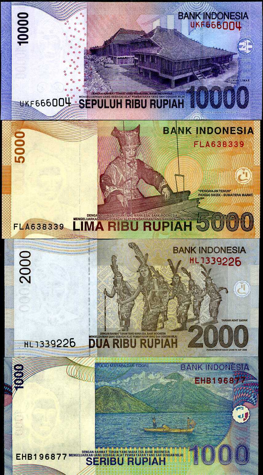 Indonesia Set 4 PCS 1000 2000 5000 10000 Rupiah P 141 142 Random Date UNC