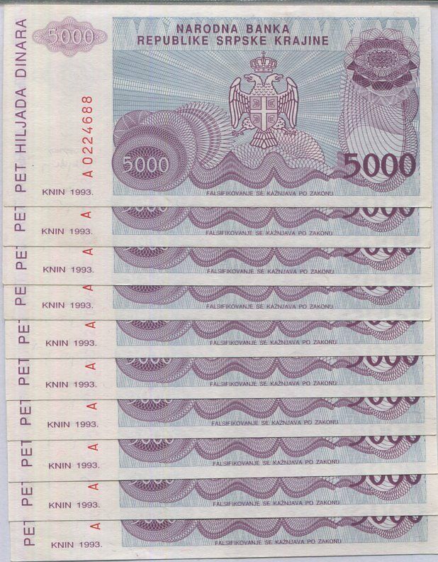 Croatia 5000 Dinara 1993 P R20 XF