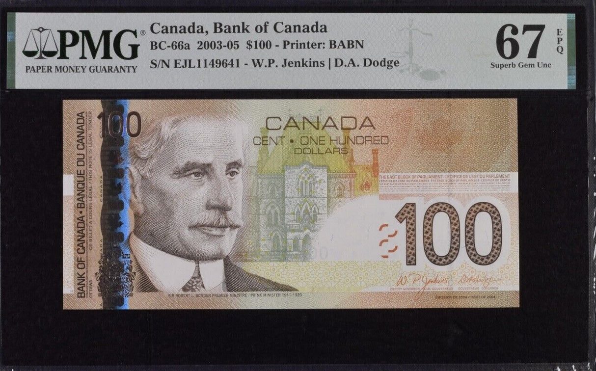 Canada 100 Dollars 2004/2006 P 105 C Superb Gem UNC PMG 67 EPQ