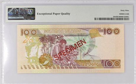 Solomon Islands 100 Dollars 2006 P 30 Specimen Superb Gem UNC PMG 69 EPQ Top Pop