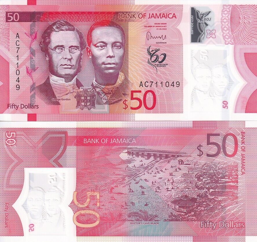 Jamaica 50 Dollars 2022 / 2023 P 96 NEW Polymer UNC