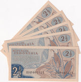 Indonesia 2.5 , 2 1/2 Rupiah 1961 P 79 UNC LOT 5 PCS