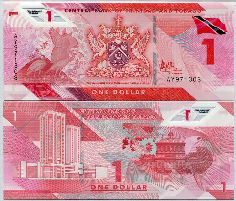 Trinidad & Tobago 1 Dollar 2020/2021 Polymer P NEW UNC Lot 50 Pcs 1/2 Bundle