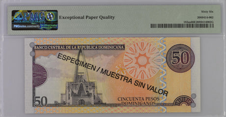 Dominican Republic 50 Pesos 2011 P 183as SPECIMEN Gem UNC PMG 66 EPQ
