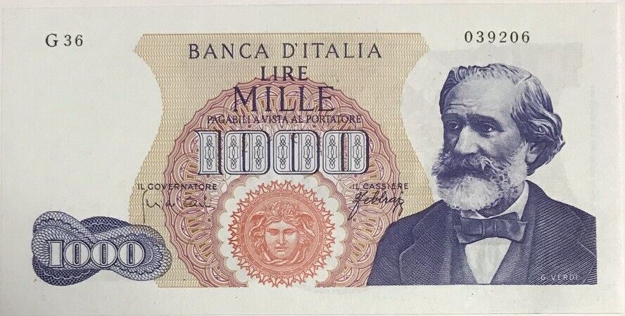 Italy 1000 Lire 1966 P 96 d UNC