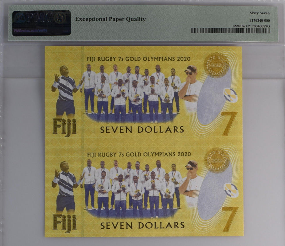 Fiji 7 Dollars 2020 / 2022 Comm. P 122 a1 Uncut Superb Gem UNC PMG 67 EPQ Top