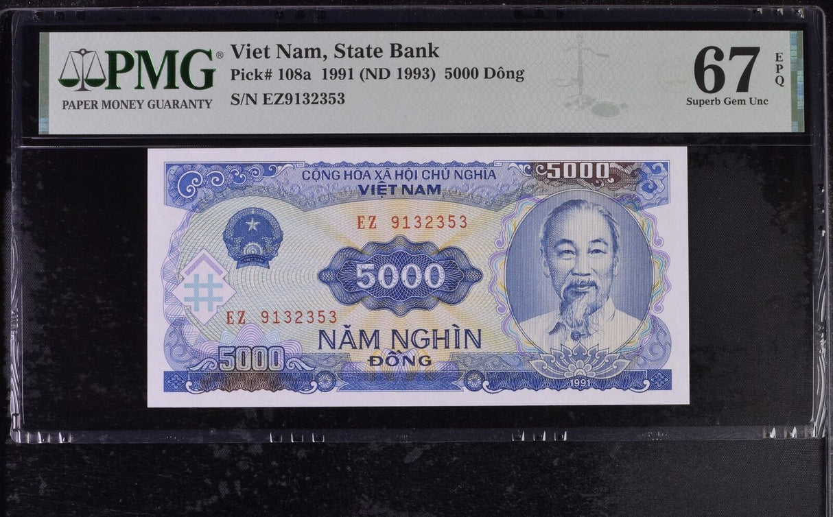 Vietnam 5000 Dong 1991 ND 1993 P 108 a Superb Gem UNC PMG 67 EPQ